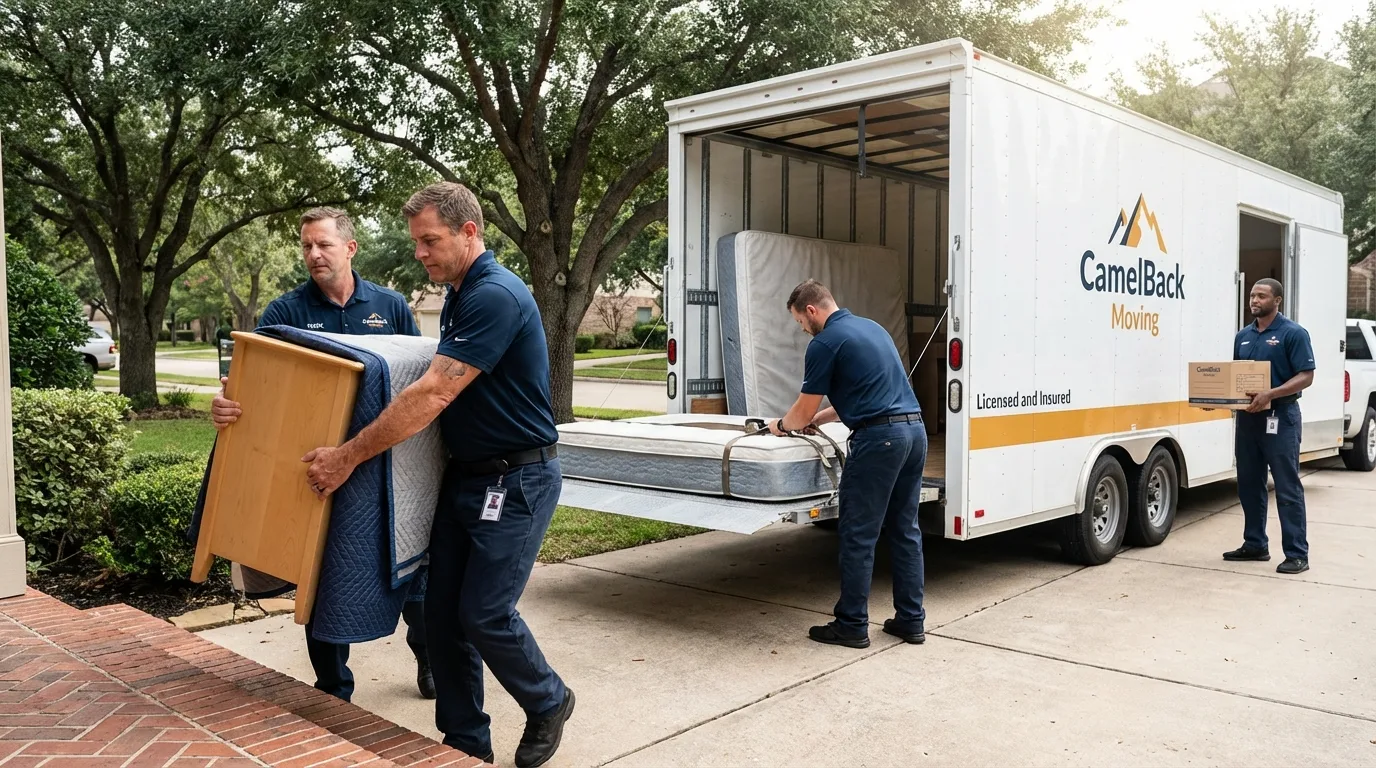 Crew loading residential truck for cross-state move from District Heights, MD