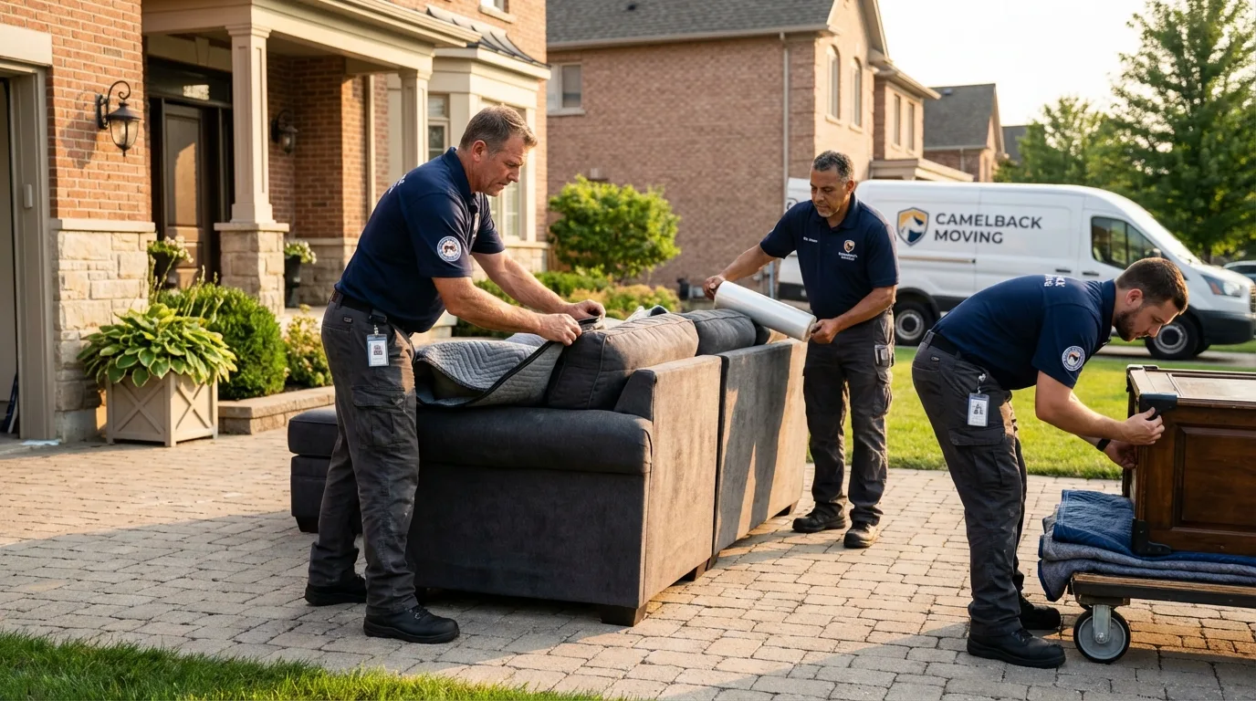 Large estate moving crew wrapping furniture in District Heights, MD